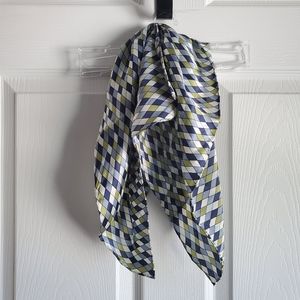 100% Silk Scarf Blue Green Pattern